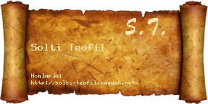 Solti Teofil névjegykártya